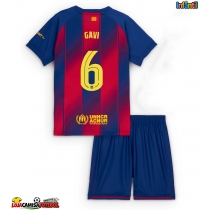 Camisa de Futebol Barcelona Paez Gavi #6 Equipamento Principal Infantil 2025-26 Manga Curta (+ Calças curtas)